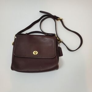 Vintage Coach Court Leather Purse 90s Chocolate Brown Crossbody Purse